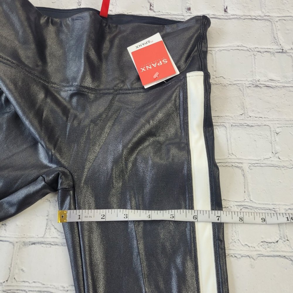 NWT SPANX Faux Leather Black with white Side Stripe Leggings Size S - Picture 6 of 14